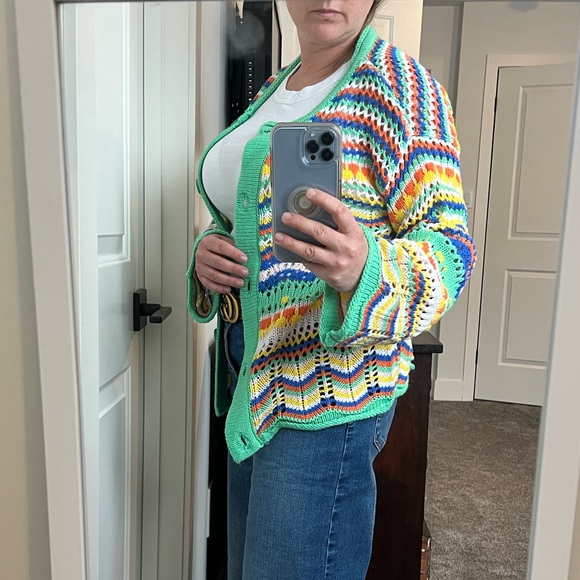 Multicolour crochet knit cardigan - Picture 5 of 6